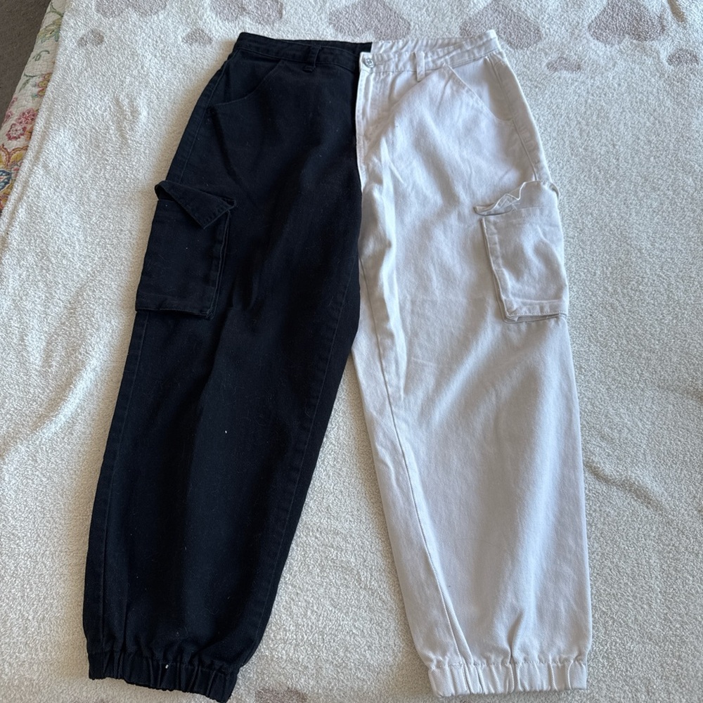 SHEIN Black and White Straight Leg Pants